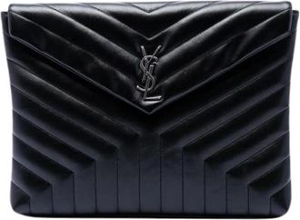 Saint Laurent Pre-owned Lou Lou Clutch - Dames - Vintage Clutch - Zwart - ONE Size - Leer - Vintage