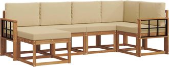 vidaXL Conjunto De Sof&aacute;s De Exterior 6 Uds. Natural Y Beige Vidaxl