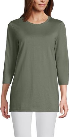 Lands End 3/4 Sleeve Cotton Supima Tunic in Sage at Nordstrom, Size X-Small