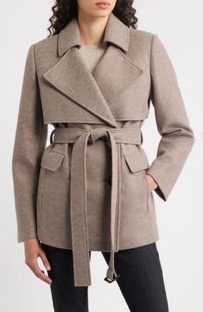 Bernardo Sullivan Double Breasted Belted Coat in Oak at Nordstrom Rack, Size Xx-Large