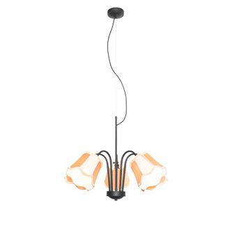 QAZQA Cl&aacute;sico/antiguo L&aacute;mpara Colgante Cl&aacute;sica Negra Con Pantalla Dorada 5 Luces - Nona Textil /acero Redonda Adecuado Para Led Max. 5 X 15 Watt - Qazqa