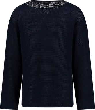 Giorgio Armani Linen And Lyocell Sweater Dark Blue