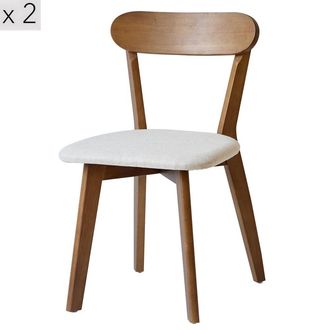 Nordlys Set 2 sillas escandinavas en madera oscura y tejido beige