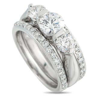 Luxury Bazaar 14K White Gold 1.64ct Diamond 3-Row Ring MF19-011626
