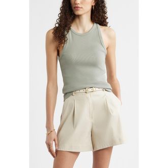 Nordstrom Everyday Cotton Rib Tank in Green Chaparral at Nordstrom, Size Xx-Large