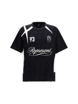 Represent Mens T-Shirt Star Football Jet Black Polyester T-Shirts And Polos