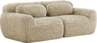 Urban Meuble Sof&aacute; modular de 2 plazas en tejido de felpa, beige claro