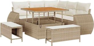 vidaXL Conjunto De Sof&aacute; De Jard&iacute;n 8 Pcs Beige Rat&aacute;n Sint&eacute;tico Vidaxl