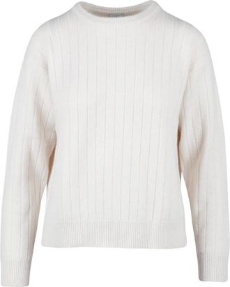 Eleventy Pullover Girocollo - Dames - Ronde hals truien - Wit - L - Wol - Truien & Vesten