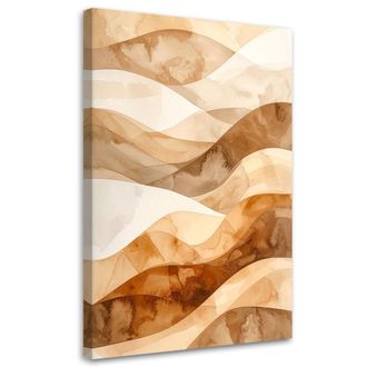 Feeby Cuadro Sobre Lienzo, Olas Abstractas Beige Pastel, 80x120