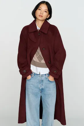 Bernardo Wool Blend Funnel Neck Coat Jacket
