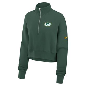 Nike Green Bay Packers Phoenix Nike Womens NFL Cropped 1/4-Zip Crew in Green | 01N93EE7T-LST