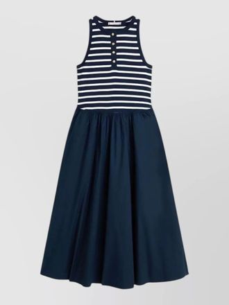 Tommy Hilfiger sleeveless dress gold buttons striped skirt