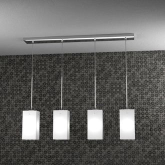 Top-Light Sospensione Contemp Crazy Decentratori Metallo Cromo Vetro Bianco 4 Luci E27