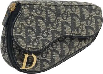 Dior Pre-owned Mini Bags, female, Blue, Size: ONE SIZE Pre-owned Vintage Trotter Canvas Pouch