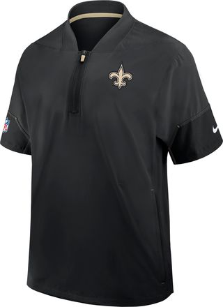 Nike New Orleans Saints Sideline Coach Nike Mens NFL 1/2-Zip Short-Sleeve Hooded Jacket in Black | 03BO054Y7W-2J5
