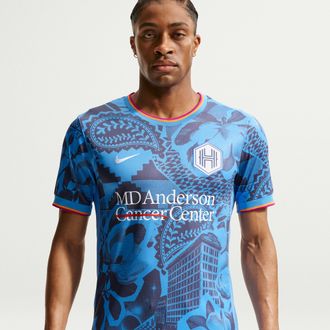 Nike Houston Dash Stadium Away Nike Mens Dri-FIT NWSL Replica Jersey in Blue | P35861HODS26-BLU