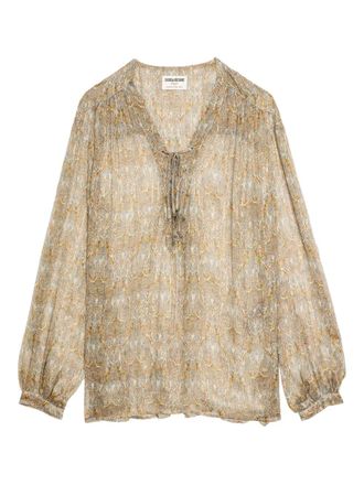 Zadig&Voltaire Tamela blouse met veters - Bruin