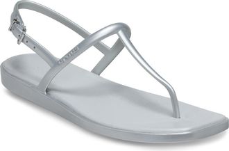 Crocs Miami Metallic T-Strap Sandal in Silver at Nordstrom Rack, Size 10