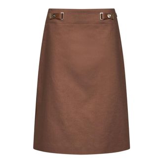 Fendi Flared Midi Rok - Dames - Midirokken - Bruin - M - Katoen - Rokken