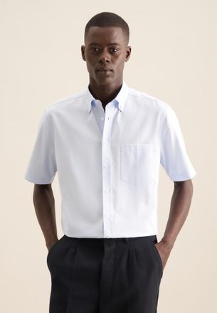 Seidensticker Businesshemd SEIDENSTICKER Comfort, Herren, Gr. XL43, normale &Auml;rmell&auml;ngen, blau, 100% Baumwolle, Strukturmuster, comfort fit, gerader Abschluss, Hemde