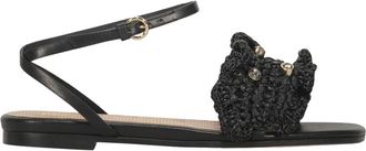Red Valentino Elegante platte sandalen - Dames - Sandalen - Zwart - 35 EU - Leer - Schoenen