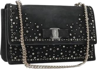 Ferragamo Pre-owned Shoulder Bag - Dames - Vintage Schoudertas - Zwart - ONE Size - Su&egrave;de - Vintage