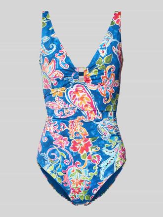 Lauren Ralph Lauren Badeanzug mit Allover-Muster in Dunkelblau, Gr&ouml;&szlig;e XS