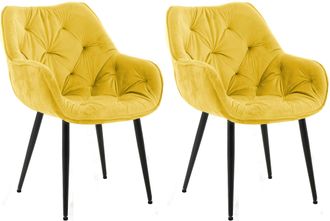 Clp Clp - Set De 2 Sillas De Comedor Tanna En Terciopelo Amarillo
