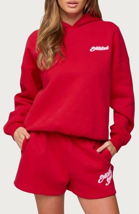Edikted So Sporty Hoodie in Red at Nordstrom, Size X-Large