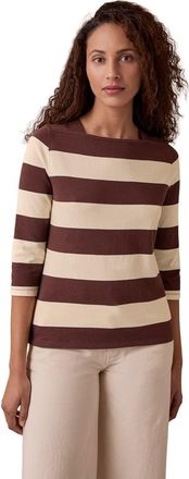 Celtic & Co. Heavyweight Shoulder Insert Top in Chalk/chocolate at Nordstrom, Size 10