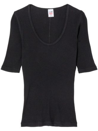 Re/Done Top met diepe ronde hals - Zwart