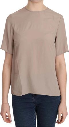 Dolce & Gabbana Elegante Beige Zijde Blend Blouse - Dames - T-shirts - Beige - S - Tops