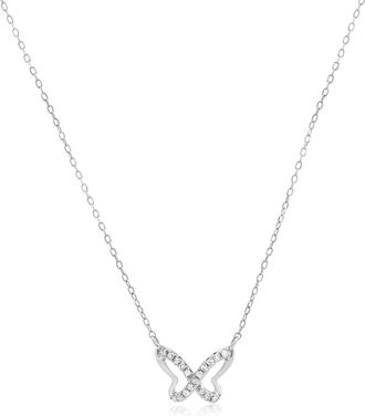 The Lovery Mini Diamond Butterfly Cutout Necklace 14K White Gold