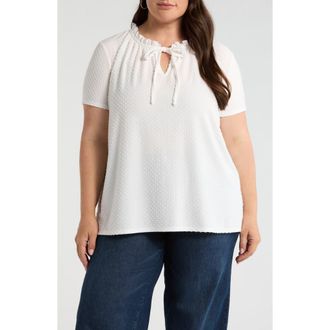 Loveappella Swiss Dot Top in Ivory at Nordstrom, Size 1X