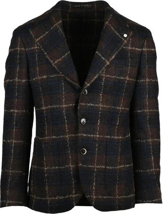 L.B.M. 1911 Wool Blend Jacket with Classic Tailored Silhouette and Textured Check Pattern