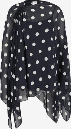 Marina Rinaldi Lang&auml;rmelige Bluse mit U-Boot-Ausschnitt gepunktet