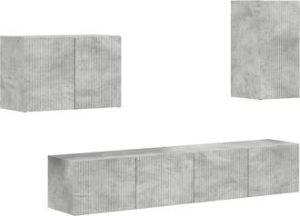 vidaXL Conjunto De Mueble Para Tv De Pared 4 Uds. Gris Concreto Vidaxl