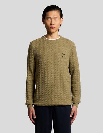 Lyle & Scott Lyle And Scott Mens Linen Blend Ribbed Crew Neck Jumper - Size: 44