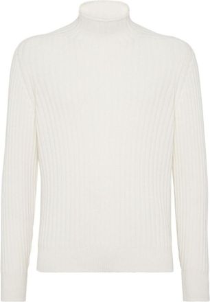 Brunello Cucinelli White Cashmere turtle neck jumper