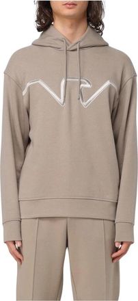 Emporio Armani Klassieke Witte Hoodie voor Mannen - Heren - Hoodies - Beige - XL - Katoen - Hoodies & sweatvesten