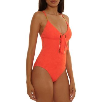 Trina Turk Golden Oasis One-Piece Swimsuit in Heat at Nordstrom, Size 12