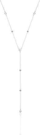 Lily & Roo Silver Diamond Style Satellite Lariat Necklace