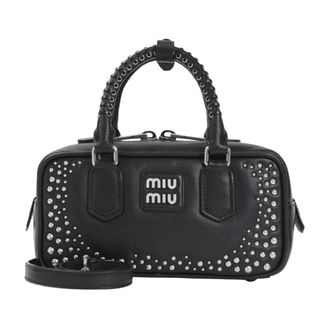Miu Miu Arcadie Studded Leren Tas - Dames - Tassen - Zwart - Maat: ONE Size Leer