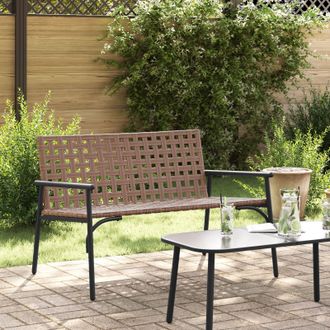 Berkfield Home Garden Bench Black 113x79x75 cm Poly Rattan in Brown | Size: 113 x 79 x 75 cm