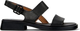 Camper Zwarte platte sandalen voor vrouwen - Dames - Sandalen - Zwart - 36 EU - Leer - Schoenen