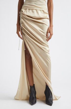 Rick Owens Edfu Ruched Satin Skirt in Sand at Nordstrom, Size 4 Us