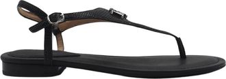 Ralph Lauren Zwarte teenslippers Lauren - 36.5- BLK - Dames - Sandalen - Zwart - 40 1/2 EU - Leer - Schoenen