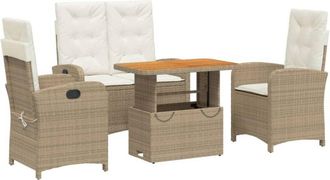 vidaXL Set De Comedor Jard&iacute;n Con Cojines 4 Pzas Rat&aacute;n Sint&eacute;tico Beige Vidaxl