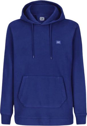 C.P. Company Geborsteld katoenen fleece capuchontrui - Heren - Hoodies - Blauw - XL - Katoen - Hoodies & sweatvesten